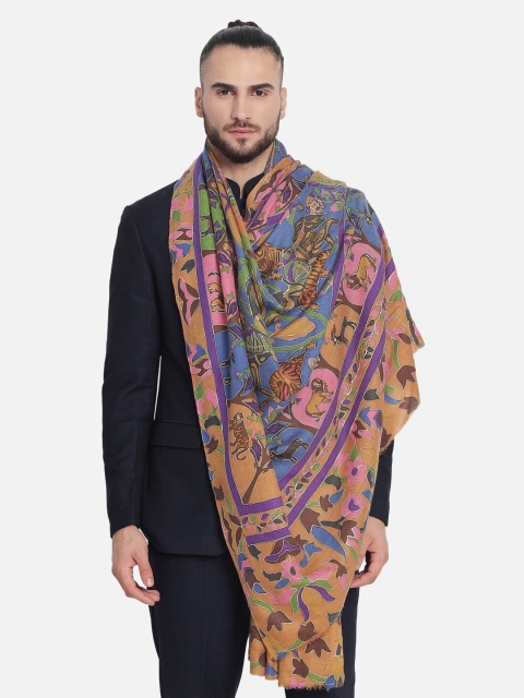 

Pashtush Men Multicoloured Woven-Design Woolen Shawl, Multi