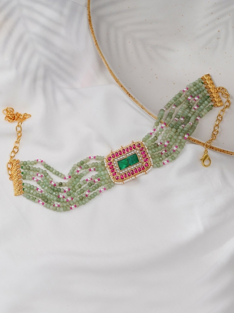 

Queen Be Gold-Toned & Green Brass Necklace