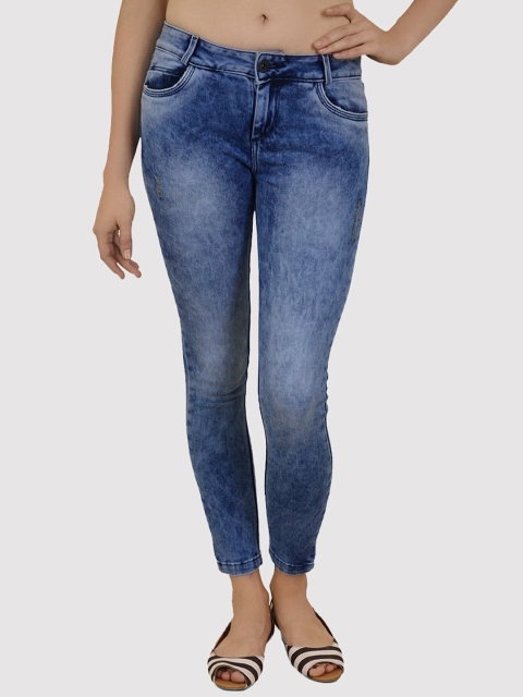 

Xpose Women Blue Comfort Slim Fit Mildly Distressed Heavy Fade Stretchable Jeans