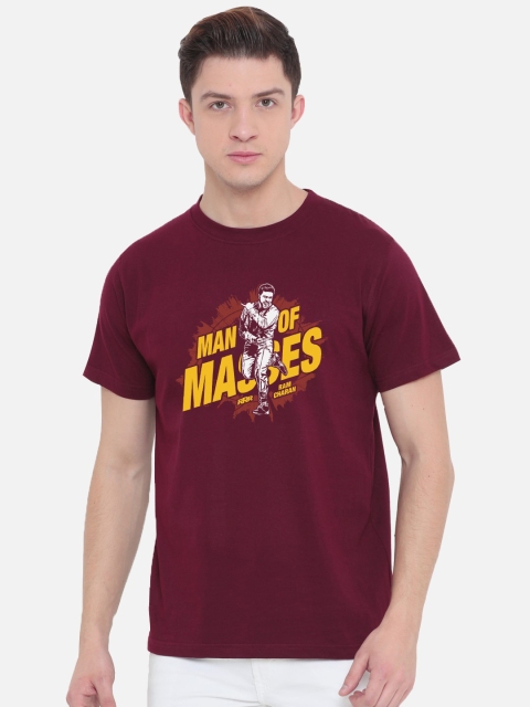 

Fully Filmy Men Maroon Printed Applique T-shirt
