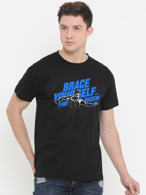 

Fully Filmy Men Black & Blue Typography RRR Brace Yourself For Bheem Printed T-shirt