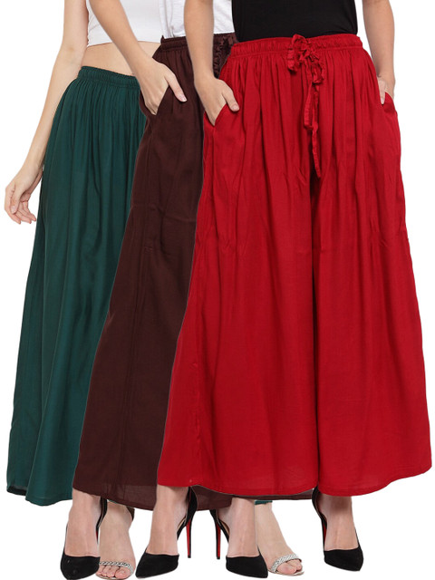 

Clora Creation Women Multicoloured Set Of 3 Flared Palazzos, Multi