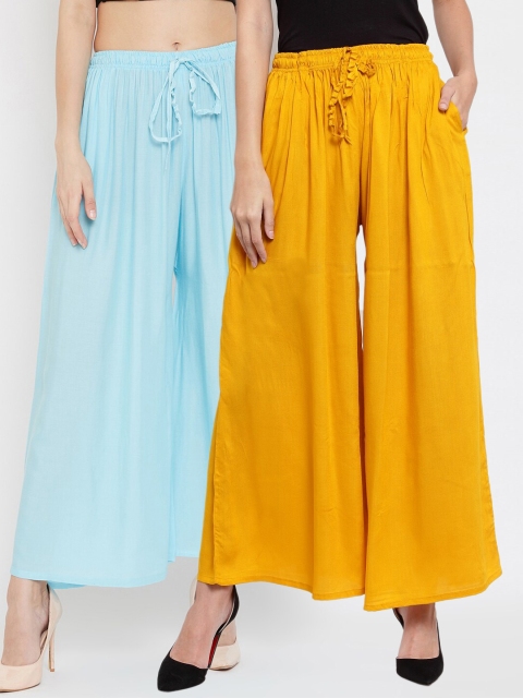 

Clora Creation Women Pack of 2 Printed Palazzos, Blue