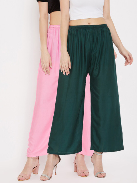 

Clora Creation Women Multicoloured Set of 2 Solid Knitted Ethnic Palazzos, Multi
