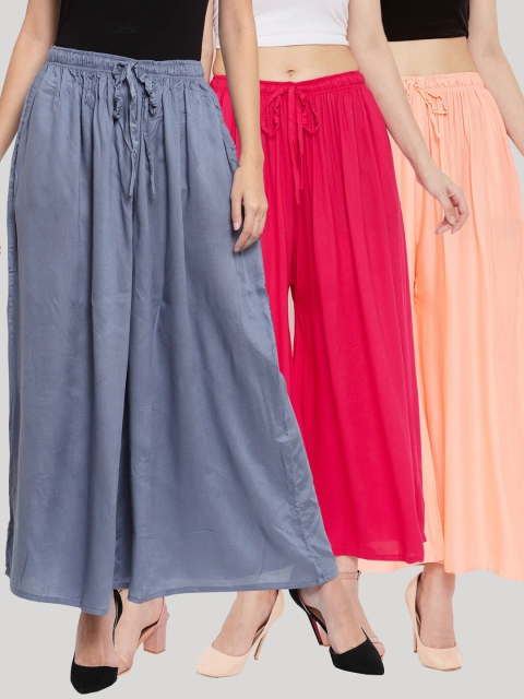 

Clora Creation Women Pack of 3 Ethnic Palazzos, Grey