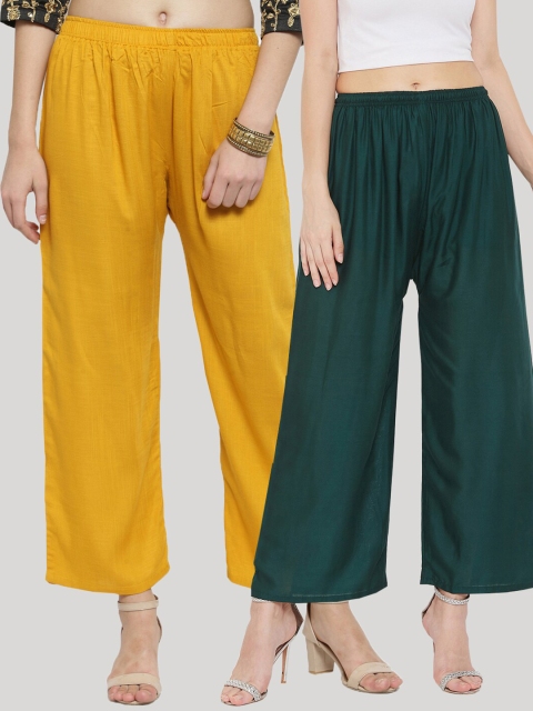 

Clora Creation Women Yellow & Green Set Of 2 Ethnic Palazzos