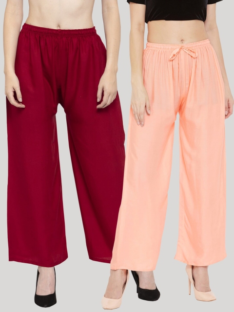 

Clora Creation Women Maroon & Peach-Coloured 2 Palazzos