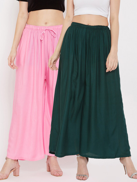 

Clora Creation Women Pack of 2 Ethnic Palazzos, Pink