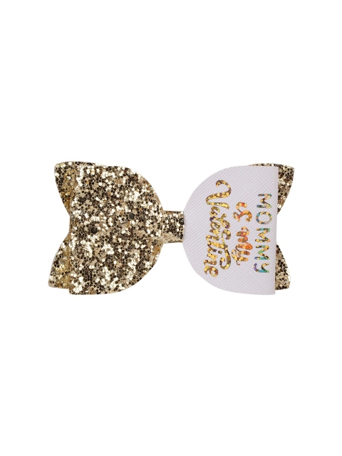 

Aye Candy Girls Gold-Toned & White Embellished Bow Alligator Hair Clip