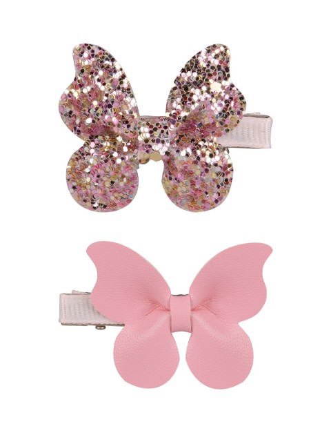 

Aye Candy Girls Set of 2 Pink & Silver-Toned Embellished Alligator Hair Clip