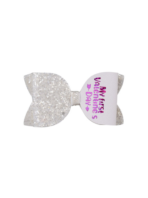 

Aye Candy Girls White Embellished My First Valentine Bow Alligator Hair Clip