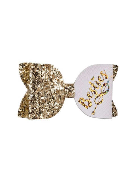 

Aye Candy Girls Gold-Toned & White Embellished Alligator Glitter Hair Clip