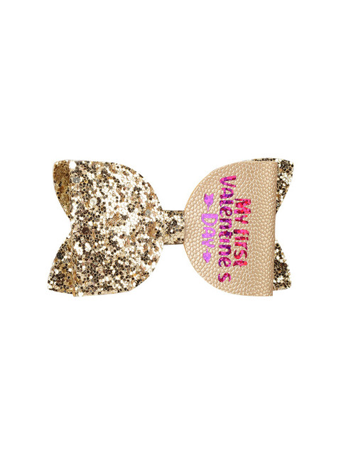 

Aye Candy Girls Gold-Toned & Pink My First Valentine Day Embellished Alligator Hair Clip
