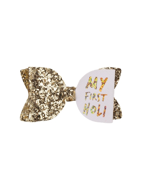 

Aye Candy Girls Gold-Toned & White Embellished My First Holi Alligator Hair Clip