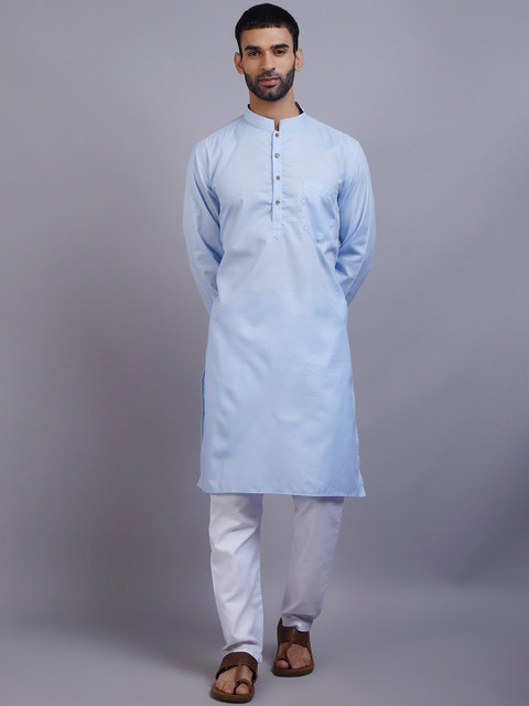 

GRACIT Men Turquoise Blue Kurta with Pyjamas