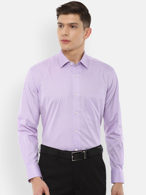 

Luxure by Louis Philippe Men Lavender Micro Checks Regular Fit Cotton Formal Shirt