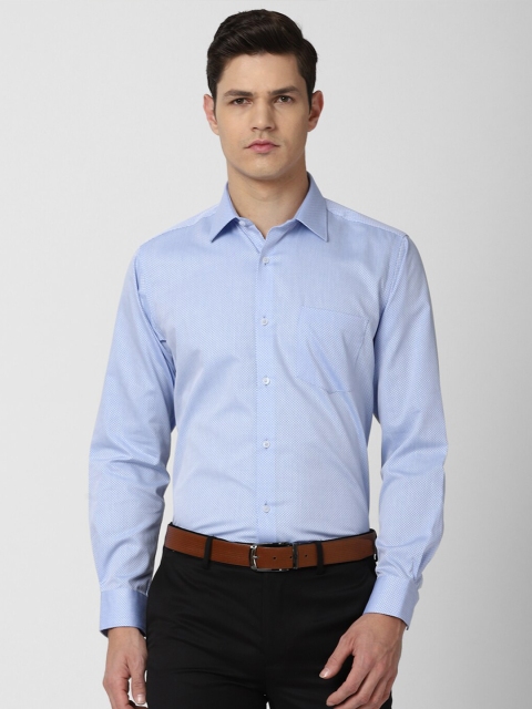 

Van Heusen Men Blue Self Design Regular Fit Cotton Formal Shirt