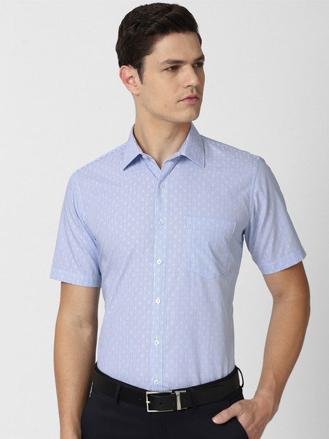 

Van Heusen Men Blue Slim Fit Printed Cotton Formal Shirt