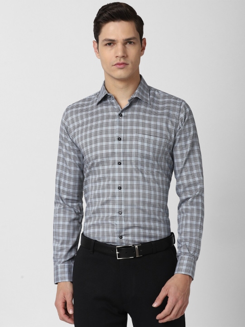 

Van Heusen Men Grey Slim Fit Checked Formal Cotton Shirt
