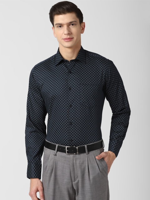 

Van Heusen Men Navy Blue Printed Pure Cotton Casual Shirt