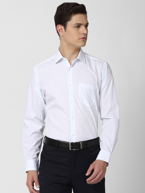 

Van Heusen Men White & Blue Striped Formal Cotton Shirt