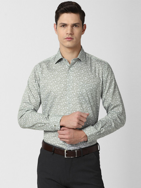 

Van Heusen Men Grey Floral Printed Pure Cotton Formal Shirt