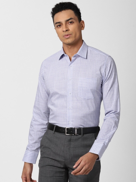 

Van Heusen Men Blue Slim Fit Checked Cotton Formal Shirt