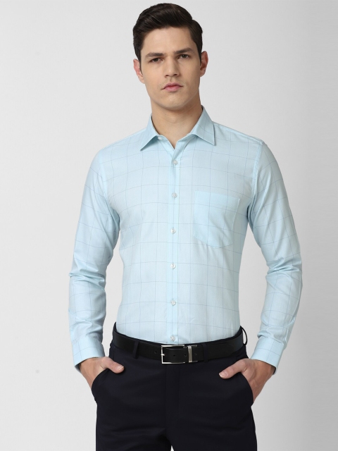 

Van Heusen Men Blue Slim Fit Checked Cotton Formal Shirt