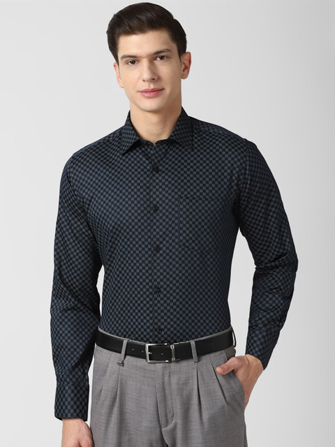 

Van Heusen Men Navy Blue Printed Formal Shirt