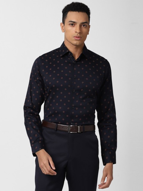 

Van Heusen Men Navy Blue Printed Pure Cotton Formal Shirt