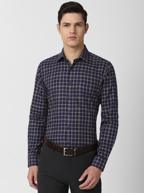 

Van Heusen Men Navy Blue Slim Fit Checked Cotton Formal Shirt