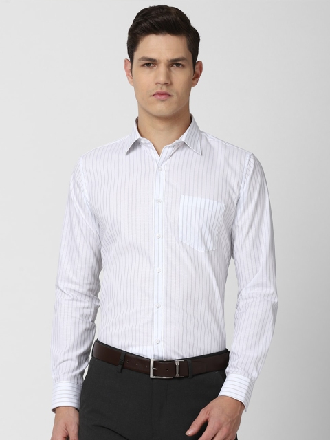 

Van Heusen Men White & Grey Slim Fit Striped Pure Cotton Formal Shirt