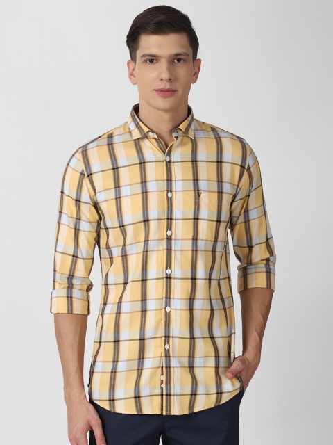 

Van Heusen Sport Men Yellow Slim Fit Checked Cotton Casual Shirt