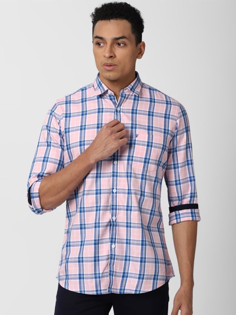 

Van Heusen Sport Men Pink & Blue Slim Fit Tartan Checks Checked Pure Cotton Casual Shirt