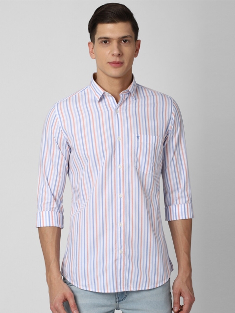 

Van Heusen Sport Men Blue & White Slim Fit Striped Pure Cotton Casual Shirt