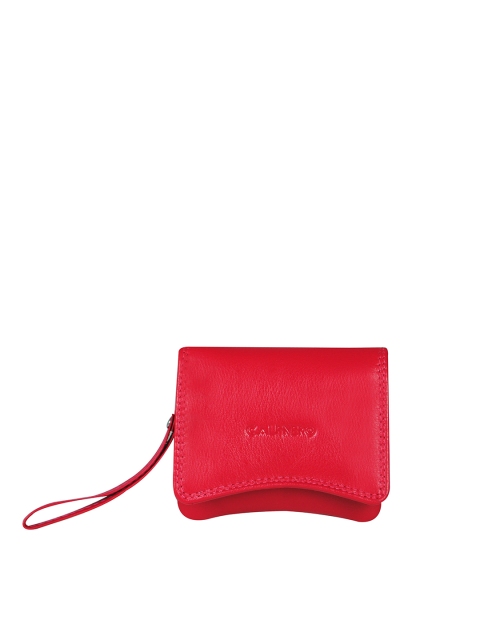 

CALFNERO Women Red Leather Three Fold Wallet