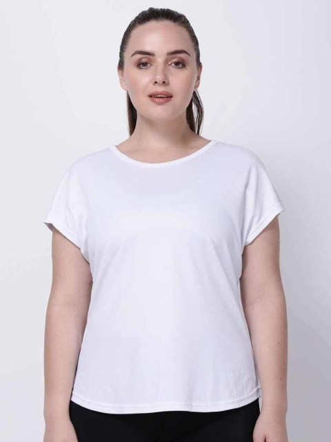 

STUDIOACTIV Women White Colourblocked High Neck Extended Sleeves Monochrome T-shirt