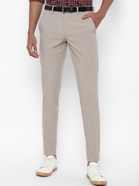 

Allen Solly Men Beige & White Checked Slim Fit Trousers