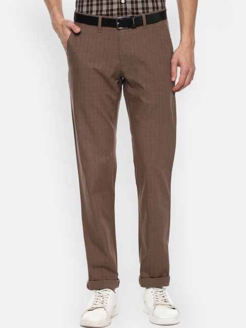 

Louis Philippe Sport Men Brown & Navy Blue Checked Slim Fit Trousers