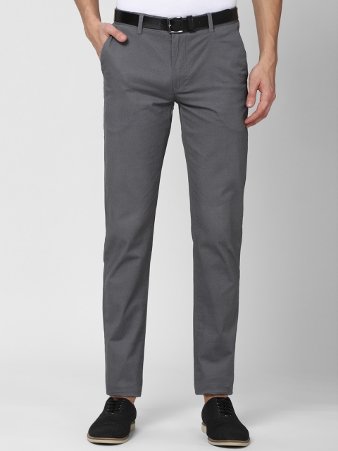 

Peter England Casuals Men Grey Textured Slim Fit Formal Trousers