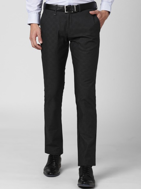 

Van Heusen Men Grey Textured Slim Fit Trousers