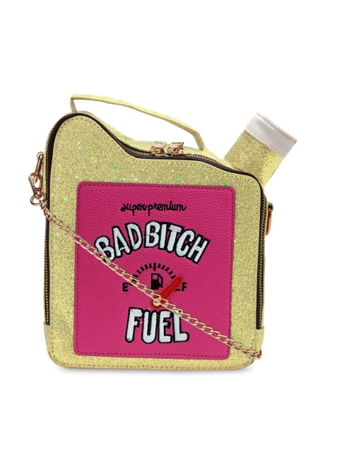 

VISMIINTREND Gold-Toned PU Structured Sling Bag with Applique