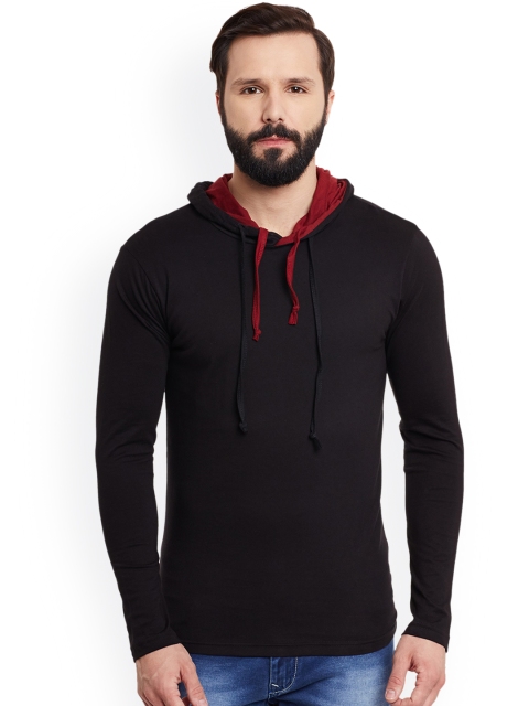 

GRITSTONES Men Black Regular Fit Hooded T-shirt