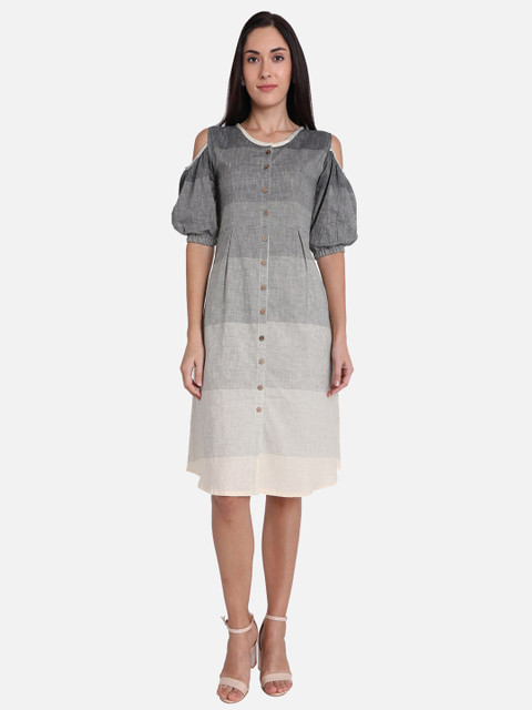 

SALWAR STUDIO Grey A-Line Cotton Dress