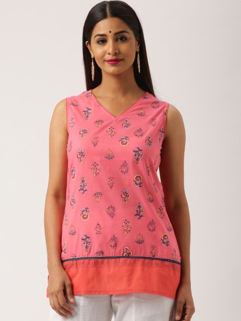 

IMARA by Women Pink Printed Pure Cotton Top