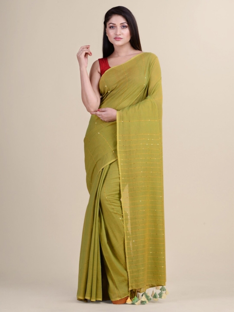 

Laa Calcutta Green Embellished Sequinned Silk Cotton Jamdani Saree