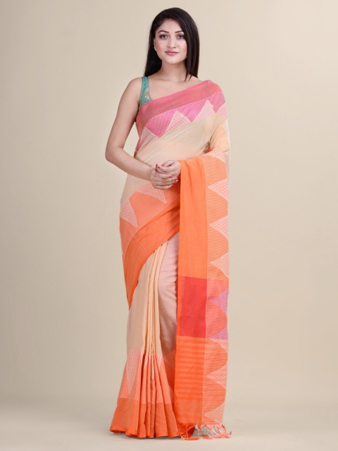

Laa Calcutta Beige & Pink Silk Cotton Jamdani Saree