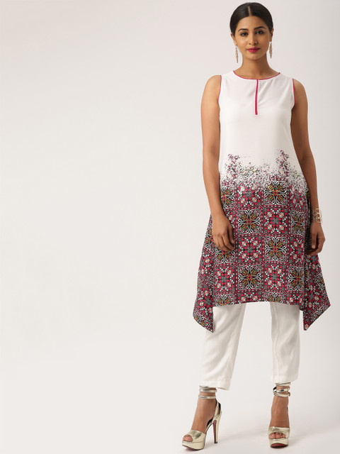 

IMARA Women Off-White Printed A-Line Kurta