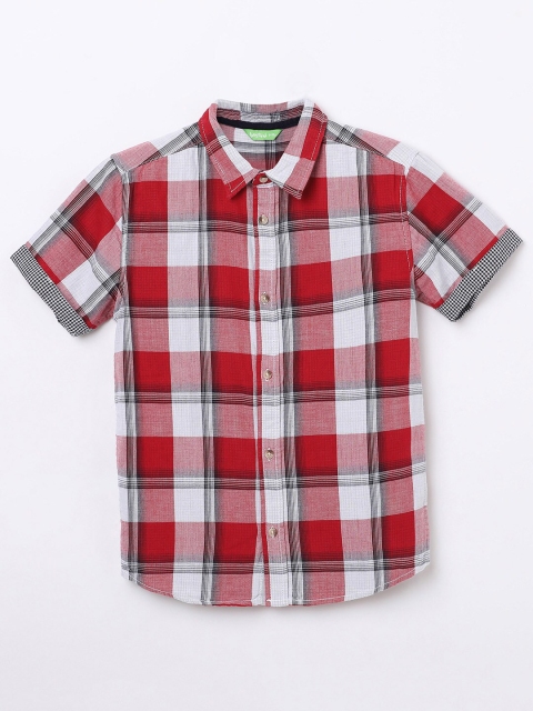 

Bossini Boys Red & White Tartan Checked Cotton Casual Shirt