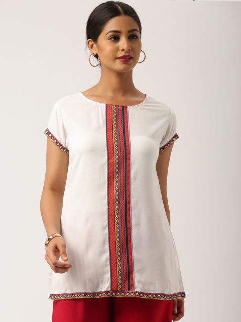 

IMARA Fusion Women Off-White Printed Top